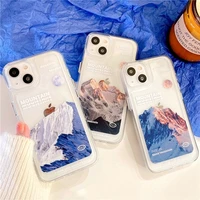 13 pro case snow mountain transparent clear acrylic bumper shockproof hard cover for iphone 12 11 pro max xr x 7 8 plus xs coque