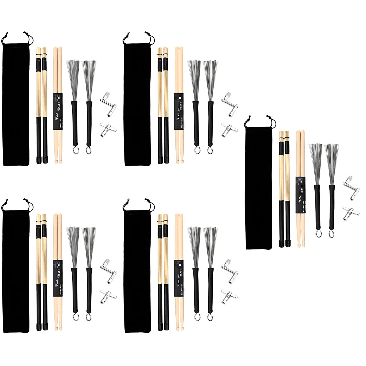 

Набор щеток для барабана, деревянные инструменты, перкуссионные наконечники, металлические ключи с кленовой щеткой