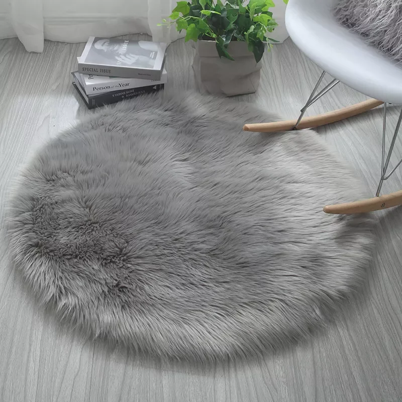 

Soft Round Fur Rugs Fluffy Shaggy Carpets Nordic Bedroom Floor Mat Long Pile Home Decor Kid Room Rugs Furry Rug