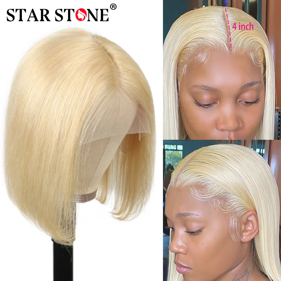 

Short Bob Wig 613 Honey Blonde Color Brazilian Straight Bob Wig T Part Lace Front Human Hair Wigs 13x4 13x6 Lace Frontal Wigs