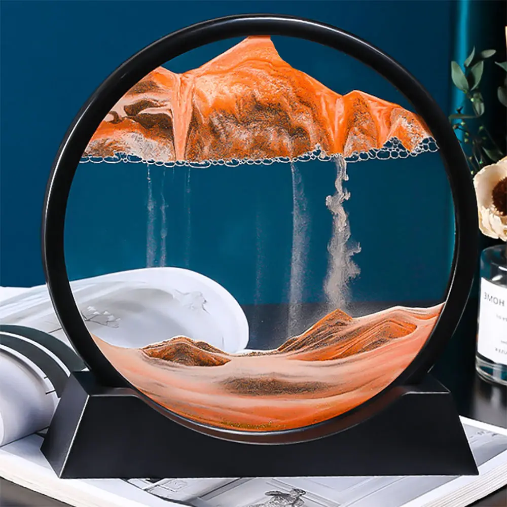 

Light Luxury 3D Quicksand Painting Ornaments Creative Gift Birthday Decompression Art Hourglass Home Accessories Round Landscape