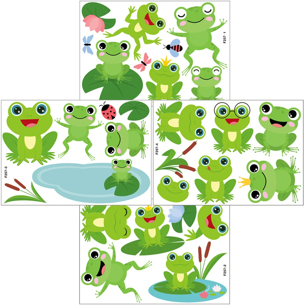 Frog Wall Sticker Stickers Frogs Pattern PVC Colorful Decor Cartoon Wallpaper Accessories
