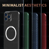 carbon fiber texture pattern magnetic ultra slim case for iphone 11 12 13 pro max 11 12 pro matte magsafe ring armor cover coque