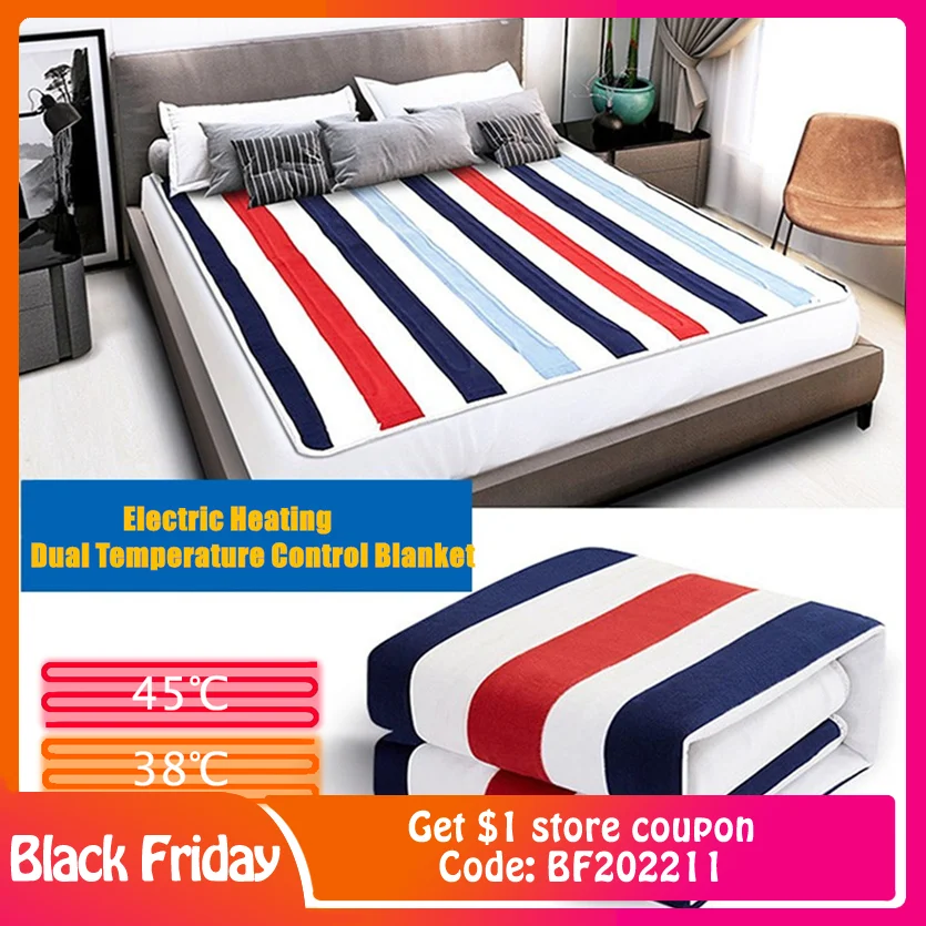 

Электрическое одеяло 9 передач с двойным контролем температуры, энергосберегающее утолщенное теплое одеяло с двойным подогревом, теплое зи...