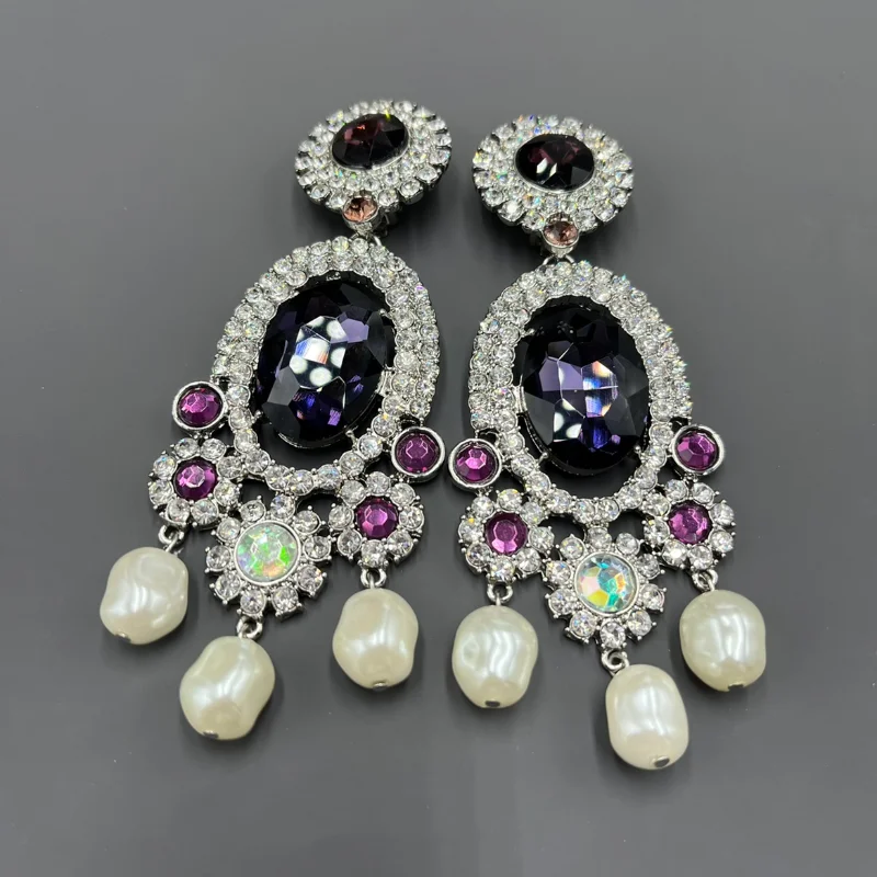 

Timeless Wonder Fancy Zirconia Geo Pearl Clip on Earrings for Women Designer Jewelry Goth Hiphop Top Runway Rare Mediaeval 3326