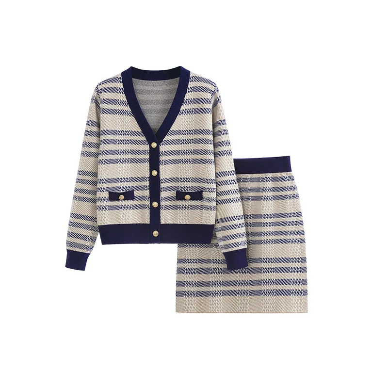 

Autumn Dresses Set For Women Long Sleeved Sweet Temperament Commuting V-Neck Pullover Dress