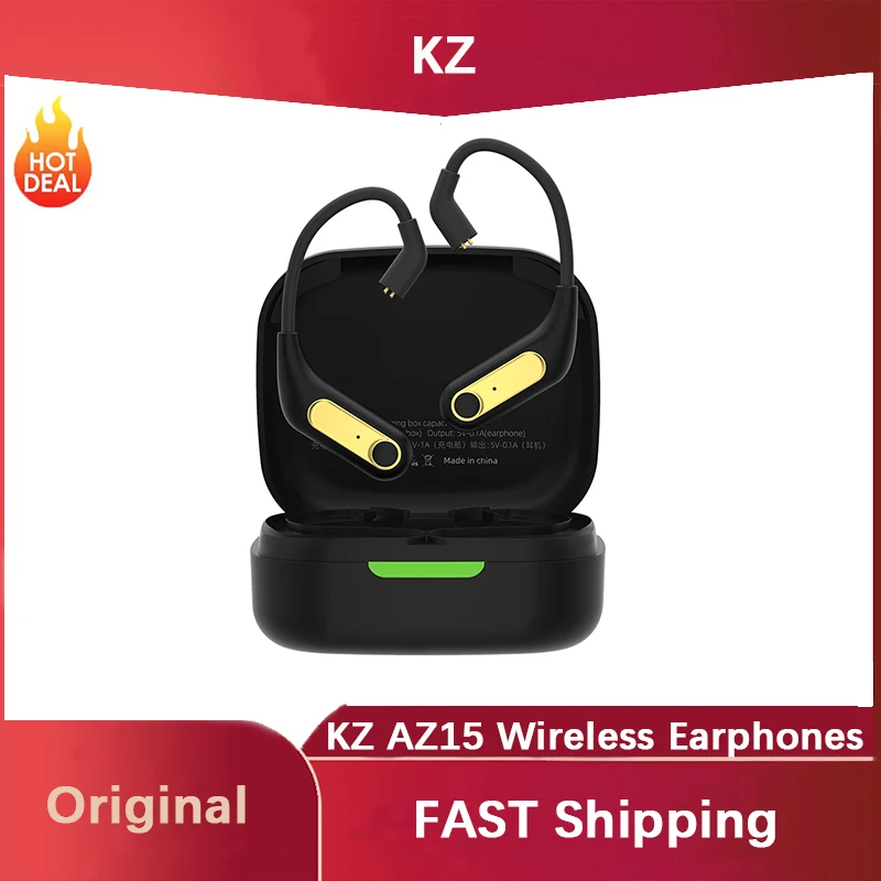 KZ AZ15 обновленные беспроводные наушники Bluetooth-совместимый кабель 5,2 беспроводной ушной крючок B/C контактный разъем с зарядным чехлом