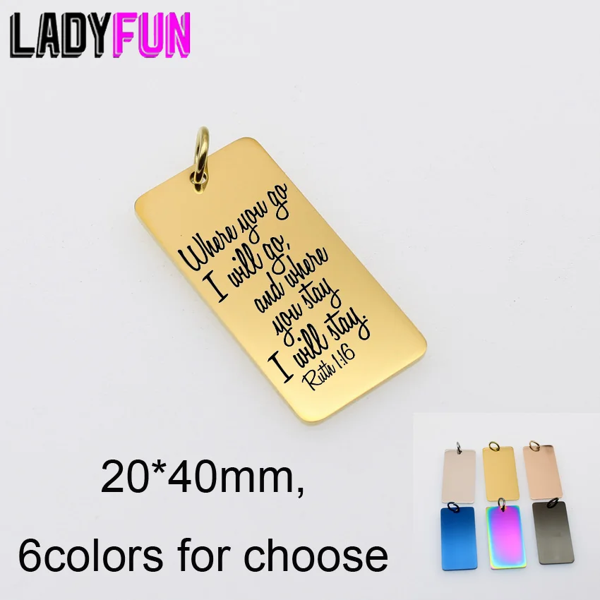 

Подвеска из нержавеющей стали с изображением Рут 1:16 куда вы идете я и куда вы оставаетесь, подвеска с высокой полировкой, ювелирные аксессуа...