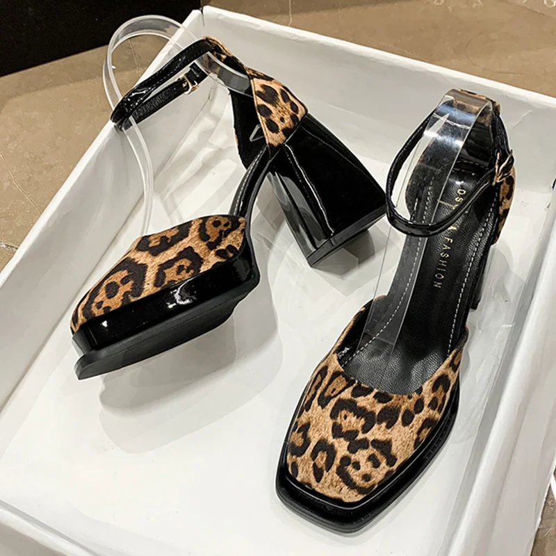 

Leopard High Heels Women Shoes Bow Sandals 2022 Autumn New Fashion Trend Brand Chunky Sexy Pumps Lolita Mary Janes Shoes Zapatos