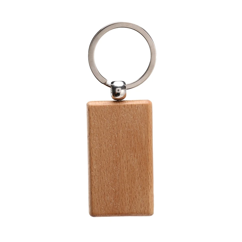 200 Blank Wooden Keychain Rectangular Engraving Key ID Can Be Engraved DIY