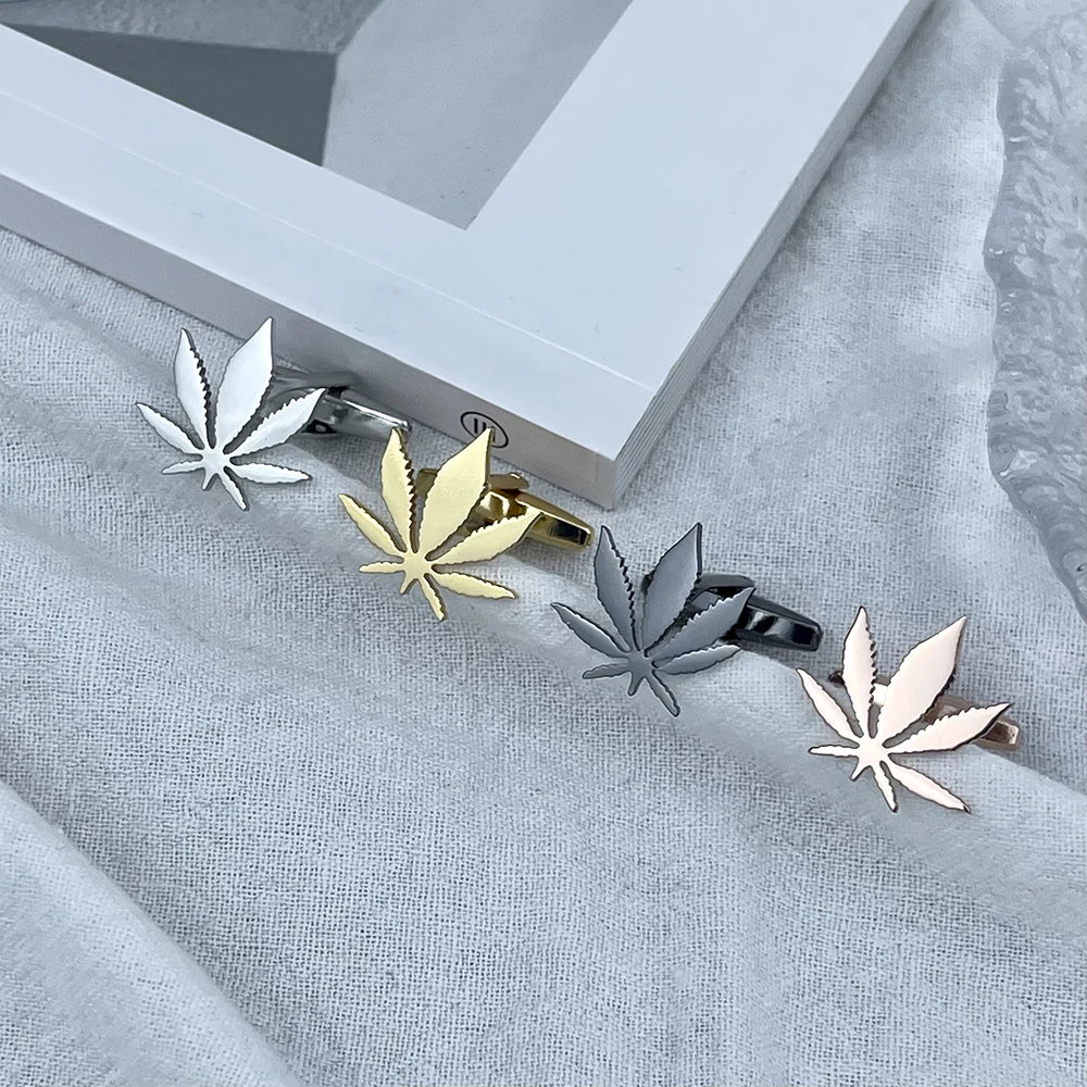 

Silver Gold Black Color Cufflinks Chinese Knot Maple Leaves French Stainless Steel Shirt Cuffs Suit Accessories Wedding Jewelry