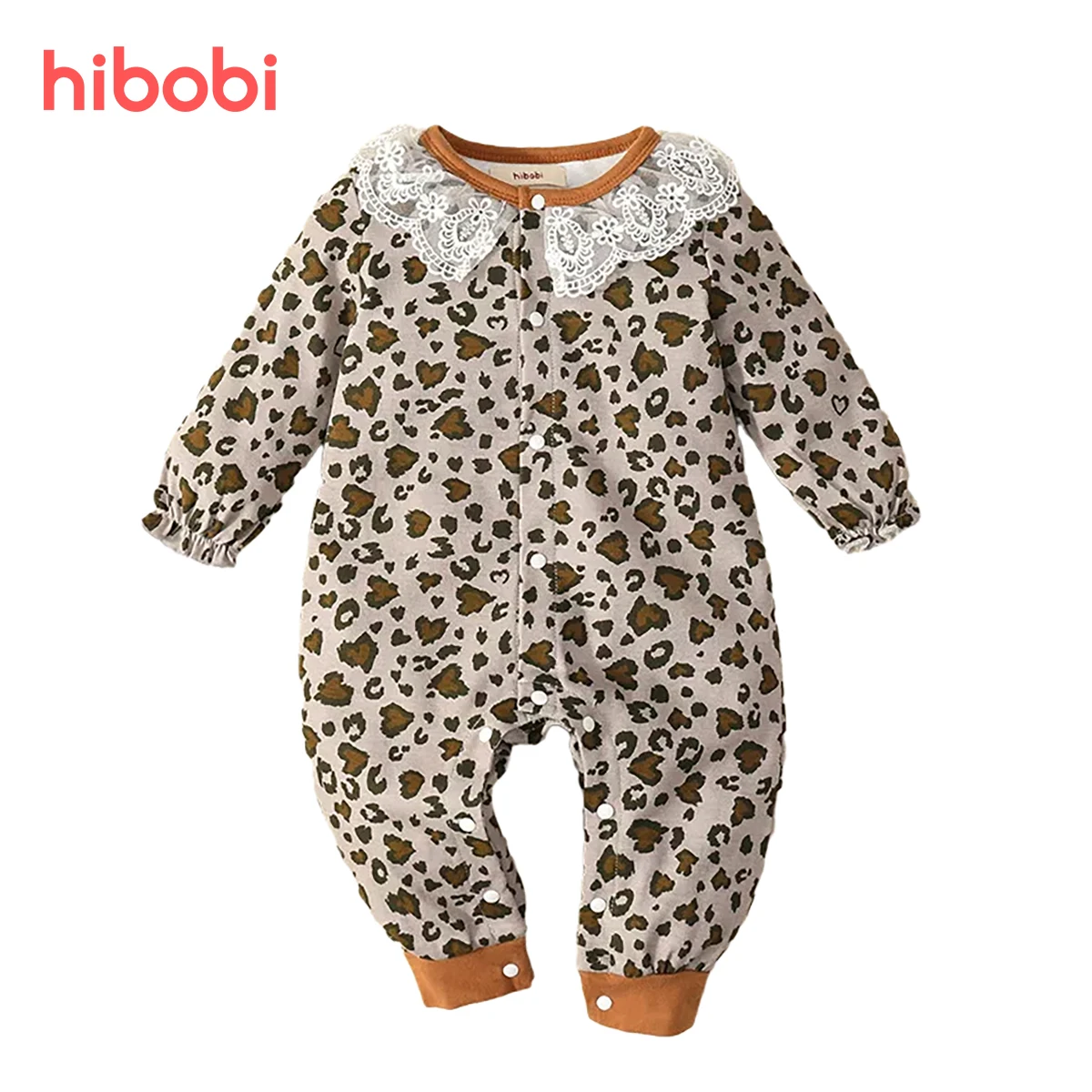 

hibobi Baby Girl Ruffle Leopard Long Sleeve Jumpsuit Newborn Spring & Autumn Baby Romper 0-18 Months Clothes