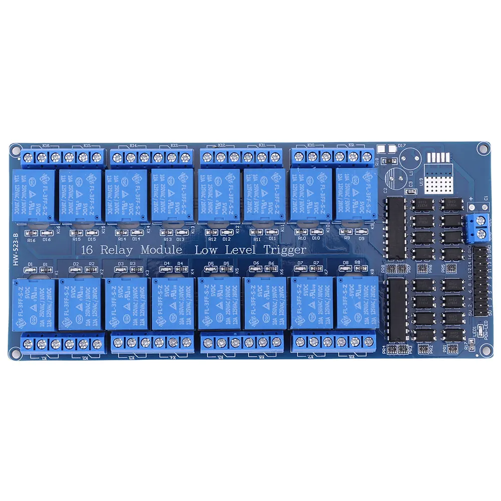 16-канальный низкоуровневый триггерный релейный модуль с оптопарным