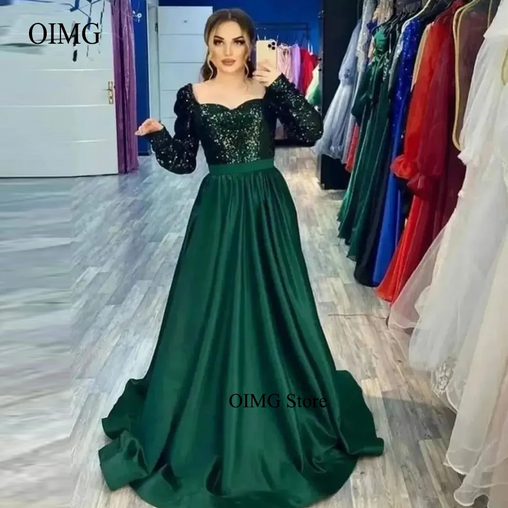 

Блестящие Зеленые атласные вечерние платья sparklyизумрудного цвета с длинным рукавом, милое арабское женское платье Дубая для выпускного вечера