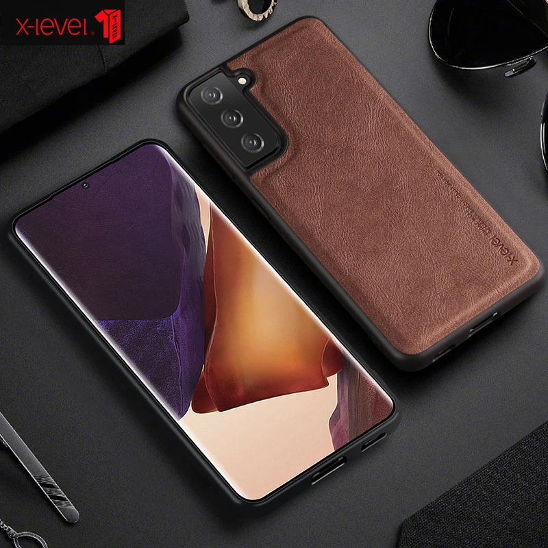 

X-level Leather Back Case For Samsung Galaxy S22 S21 S20 Note 20 10 Note20 Plus Ultra Cases Original Luxury Ultra Light Cover