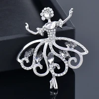 sinleery elegant cubic zircon dancing ballet girl brooch pin for women fashion jewelry accessories gift zd1 ssk