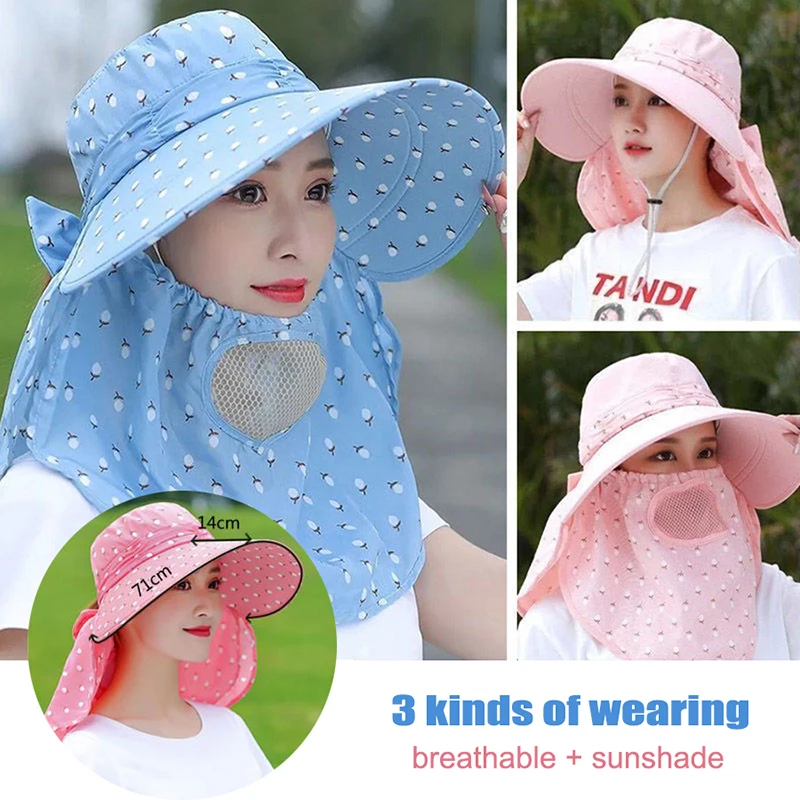 

Sun Hat Female Summer Hat Cover Face Breathable Sun Hat All-match Summer Hat with Big Rim Anti-ultraviolet Cycling Sunhat