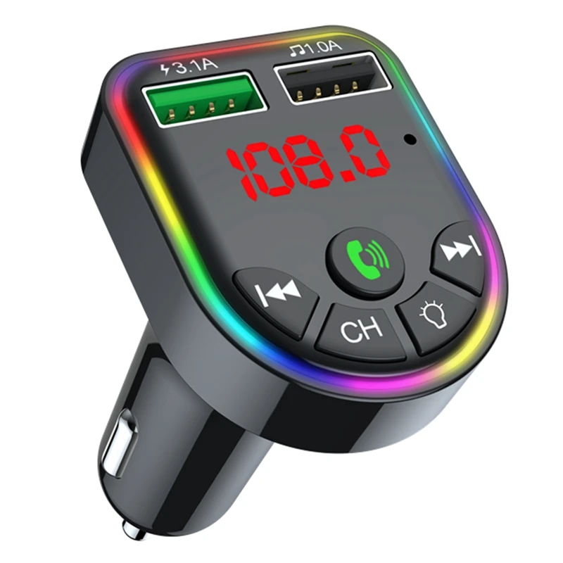 

Seven Color LED Car Bluetooth MP3 Player, Double USB3.1A Mini Fast Charging Car MP3 Player