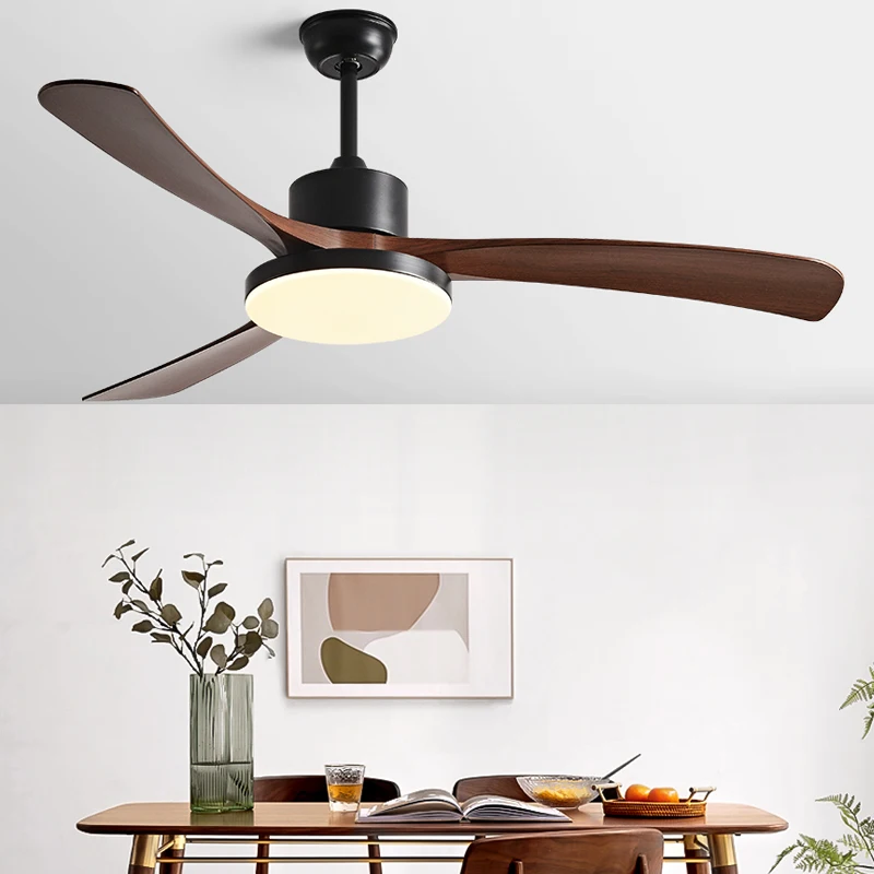 

46 Inch Modern DC Ceiling Fan Light Led Lamp With Remot Control Black Plastic Leaves Fans For Home 110-220V Restaurant lights