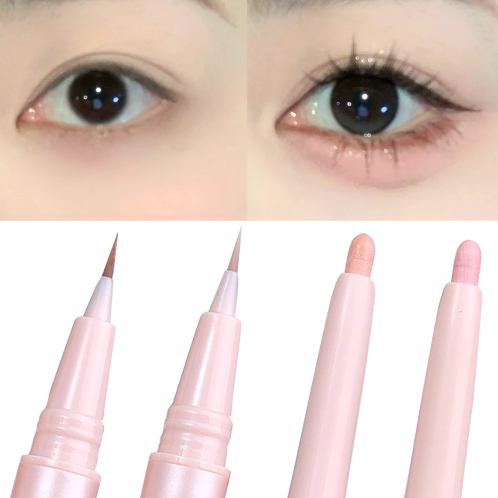 Матовые розовые лежачие тени для век из шелкопряда с двойной головкой