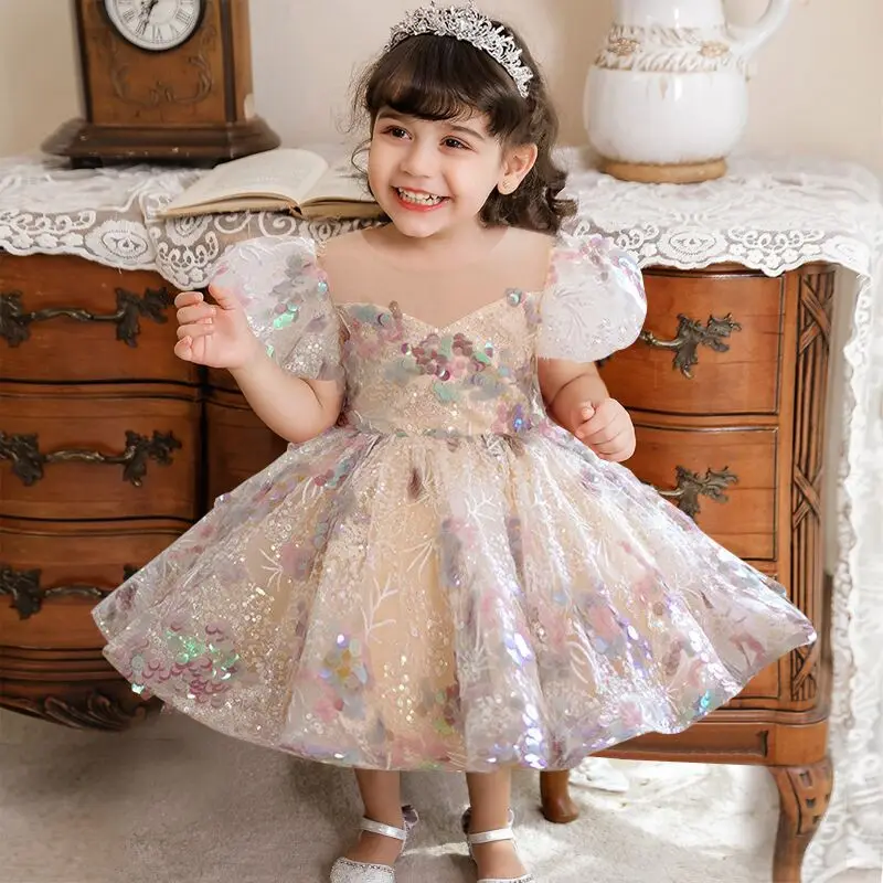 

Petal Baby Girl Wedding Dress Toddler Baby Girl Infant Princess Lace Tutu Dress Kids Party Vestidos for Baby 1 Years birthday