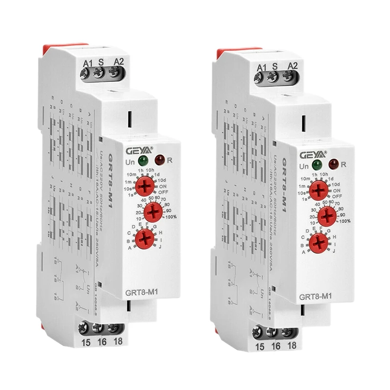 

New 2X GEYA GRT8-M1 On Off Time Delay Relay 16A AC/DC12V-240V Multifunction Din Rail Automatic Timer Relay