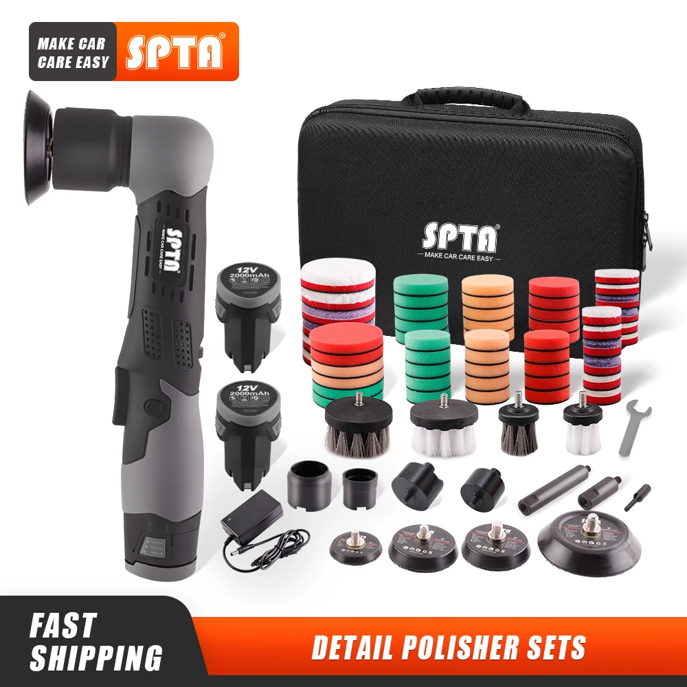 SPTA Cordless 12V Mini Car Polisher RO/DA Portable Handle Ma