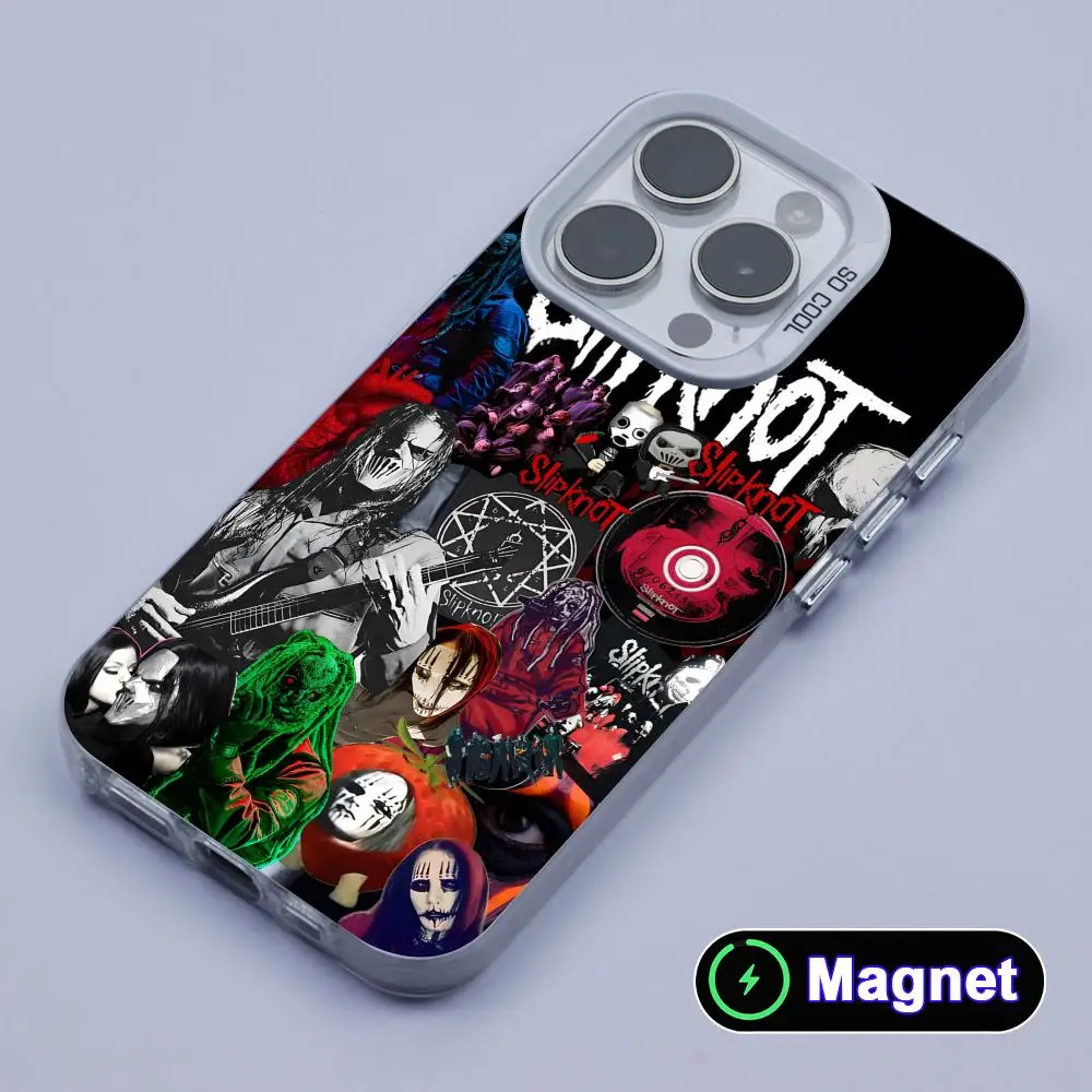 Фото Модный чехол S-Slipknot-S для iPhone 17 16 15 14 13 12 11 X XR XS Air Pro Max Plus, цветной, серебристый, с магнитом №3