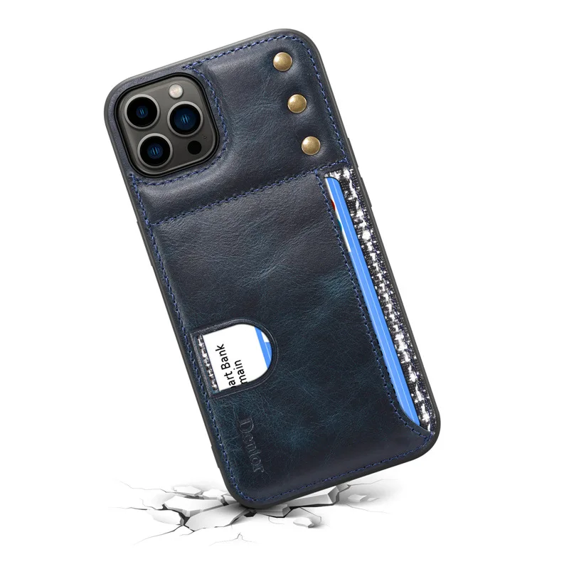 Чехол-книжка из полированной вощеной кожи для iPhone 13 12 Pro Max |