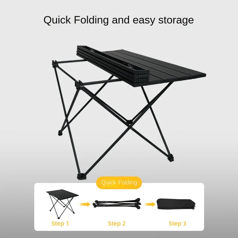 Outdoor Folding Tables and Chairs Portable round Picnic Table Egg Roll Table Aluminum Alloy Camping Dinner Table Set