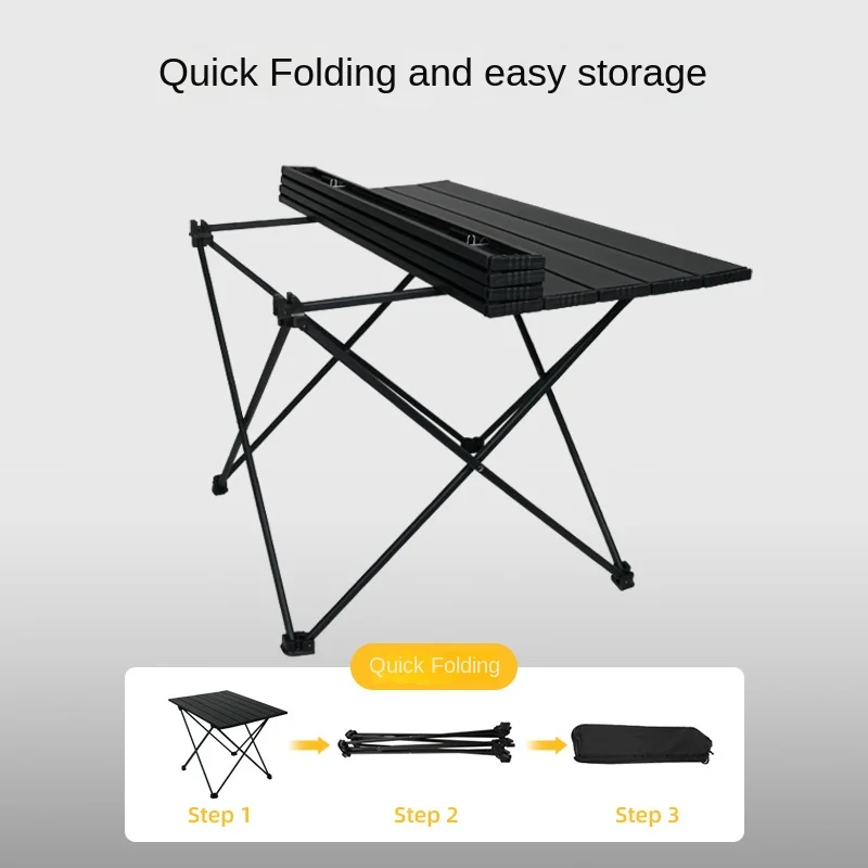 S Portable Round Picnic Table Egg Roll Table Aluminum Alloy 