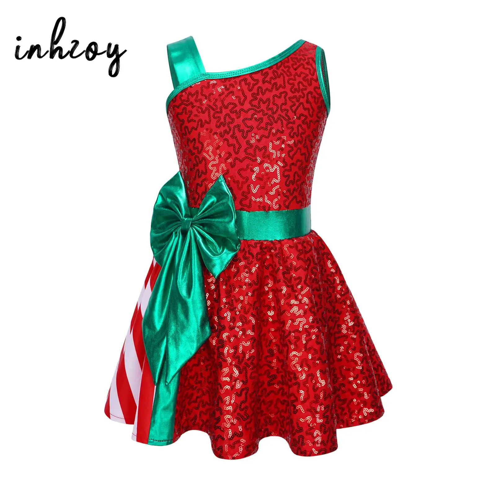 Детский Рождественский танцевальный костюм для девочек блестящее балетное