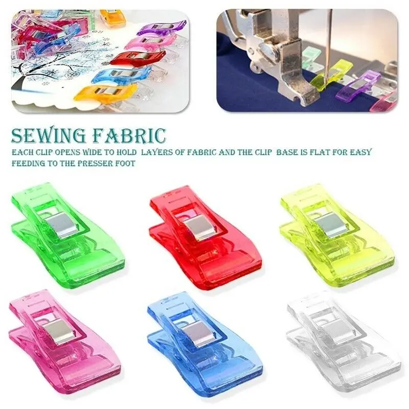 

50pcs crystal Job Foot Case Multicolor Plastic Clips Fabric Clamps Patchwork Hemming Sewing Tools Sewing Accessories Clip