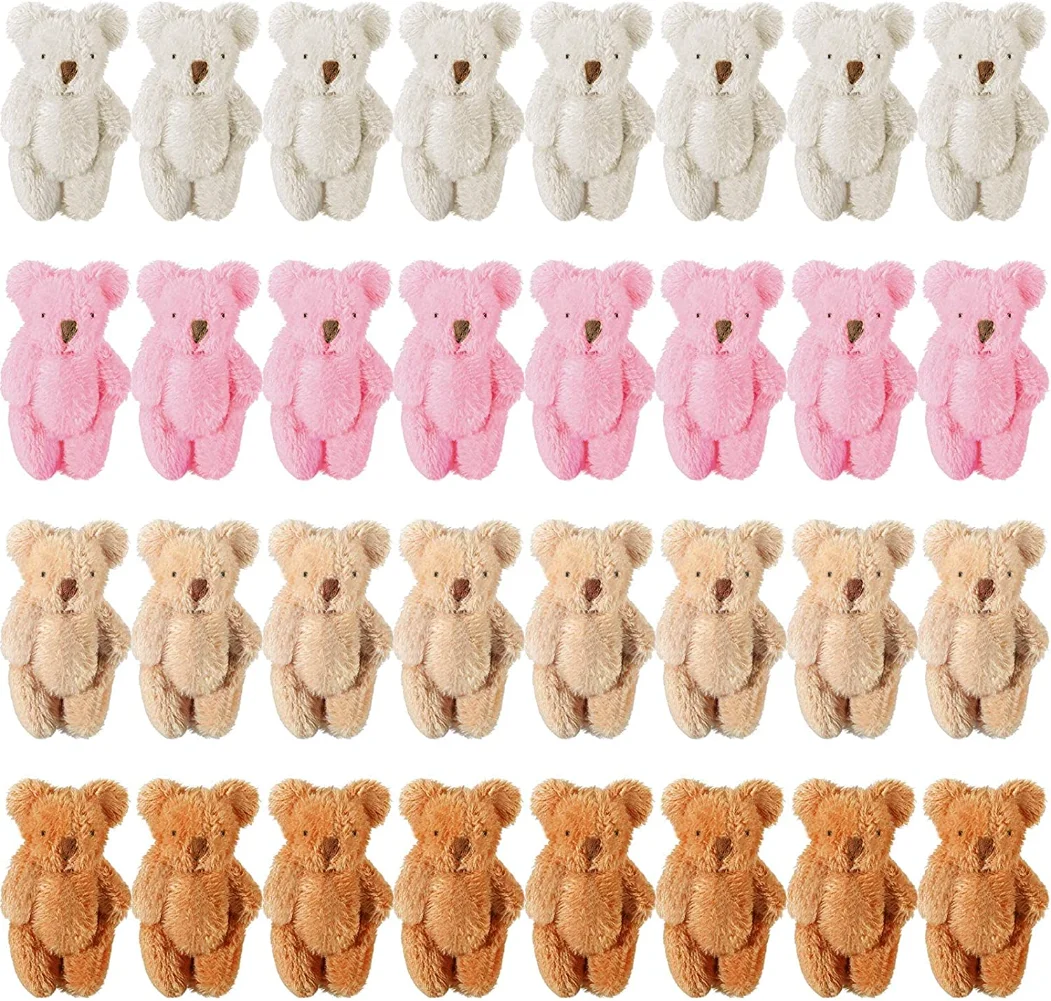 

32 шт. мини-медведь, плюшевая игрушка, крошечный медведь, крошечный мягкий медведь, кукла, мягкие игрушки-животные для дня рождения, свадебное украшение, искусственные игрушки, 4 цвета