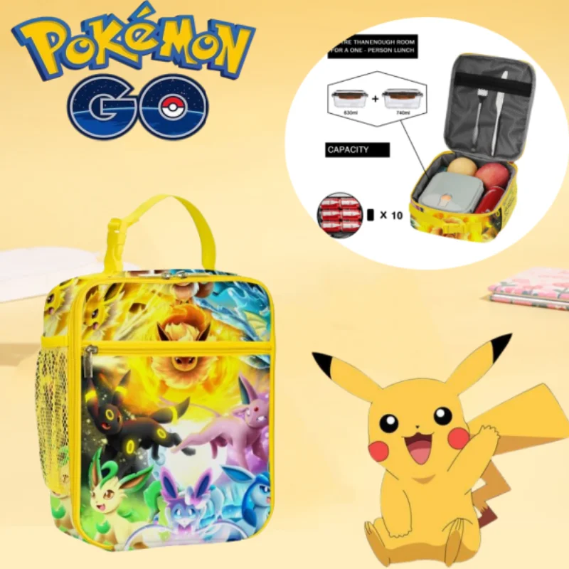 Сумка для ланча Pokemon Pikachu мультяшная Сумка-тоут Студенческая Портативная