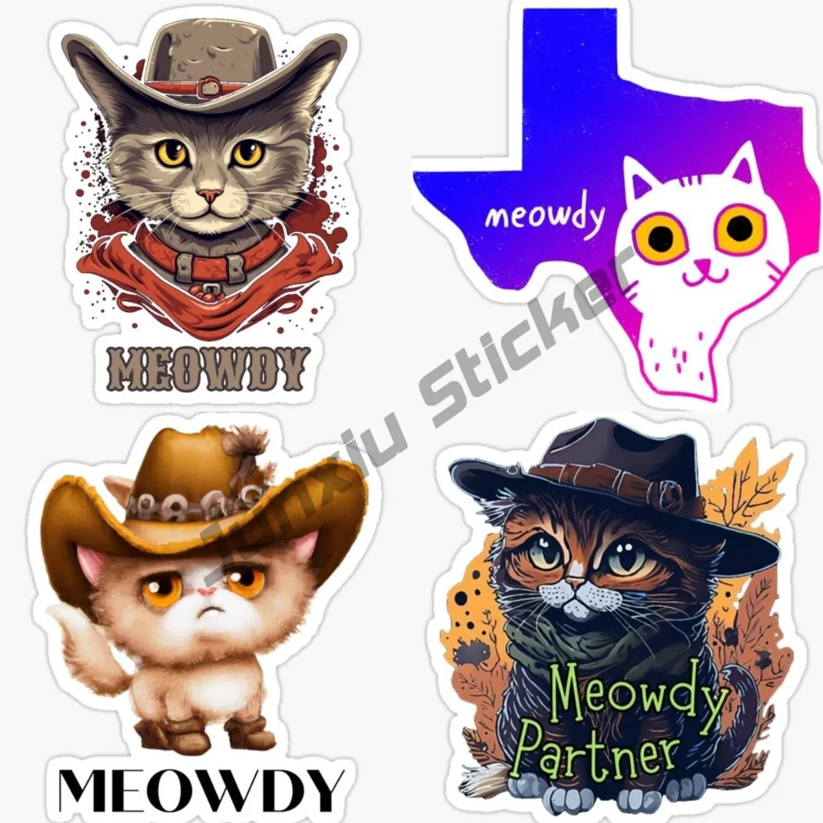 

Смешная Виниловая наклейка Meowdy с Техасским котом и мемом, наклейка для автомобилей, грузовиков, окон, бамперов, стен, ноутбуков, чашек, украшение