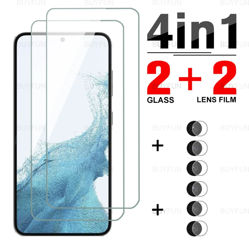 

Чехол из закаленного стекла для Samsung Samsun S23 4 в 1, HD экран для Samsung Galaxy Galax S23 Plus S23 + Защитная пленка для объектива камеры