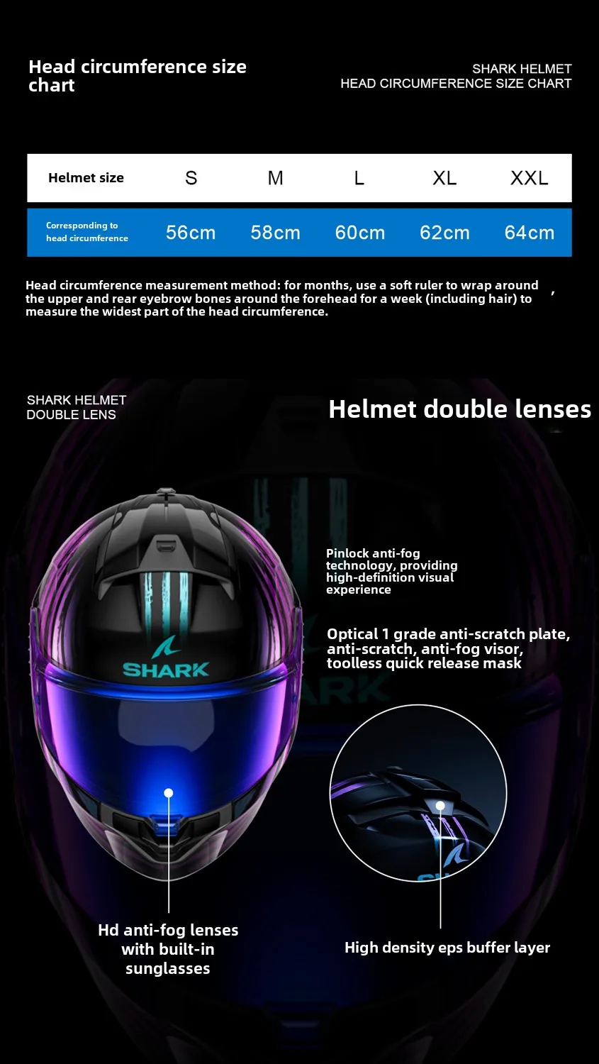 Оригинальный мотоциклетный шлем SHARK сертификация DOT ECE анфас двойная линза