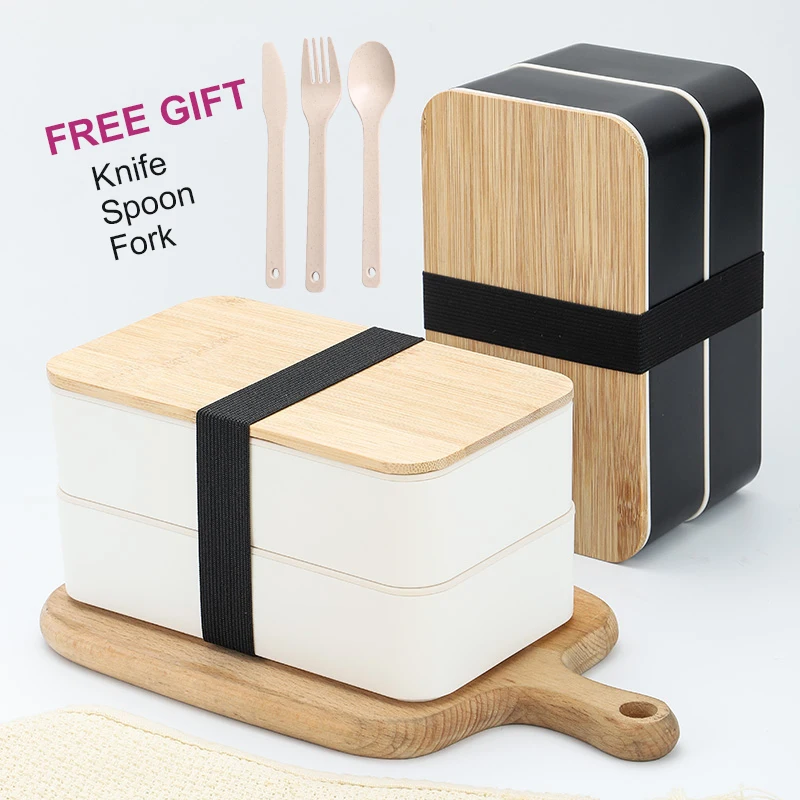 With Spoon Fork Knife Portable Children Picnic Bento Box Pla