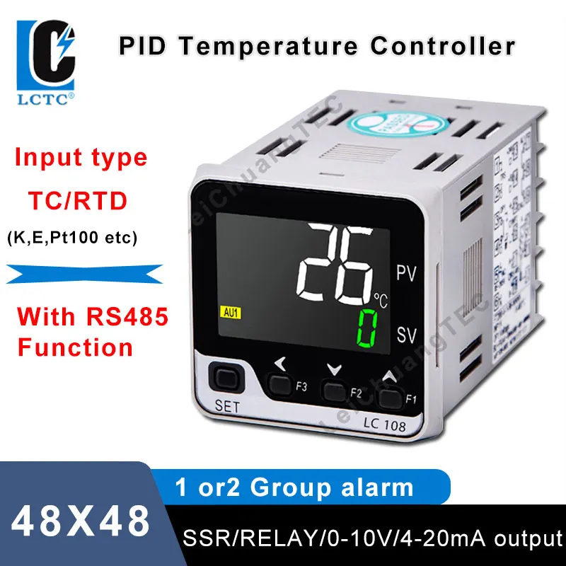 

48x48mm RS485 Communication TC/RTD Muilt input LCD digital intelligent pid temperature controller SSR,Relay,4-20mA,0-10V output