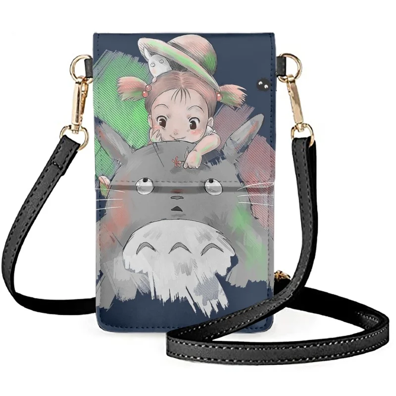 

2023 Fashion Tonari No Totoro Anime 3D Touch Screen Cell Phone Purse Smartphone Crossbody PU Leather Wallets Handbag For Female