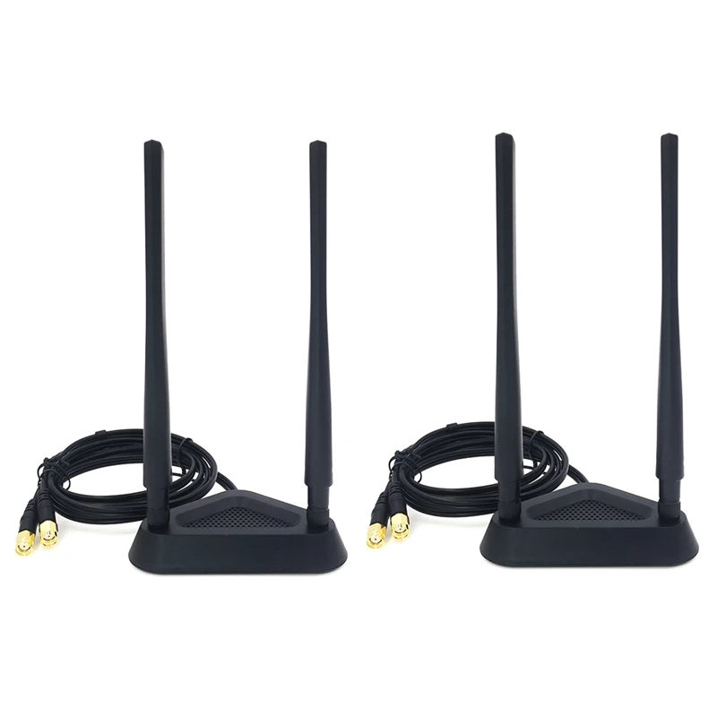 

New 2X 2.4G/5G Dual Frequency Extension Cable Antenna Wifi Router Wireless Network Card 8Db Sma Magnetic Suction Base