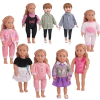 doll clothes spring summer fall dress shirt suspenders trouser set 18 inches american 43cm doll american girl toy gift