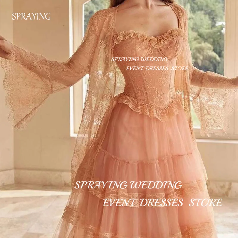 Роскошные шали трапециевидной формы опрыскивания с длинным рукавом платье для