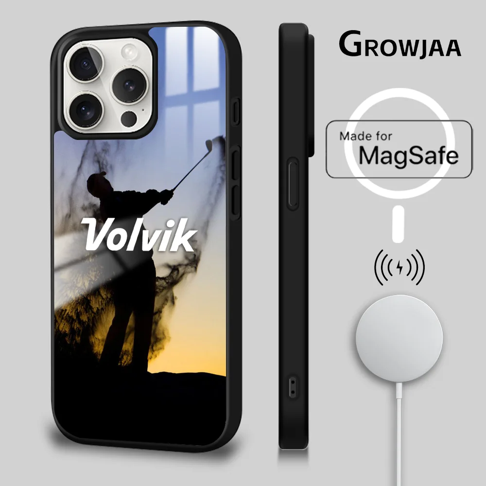 V-VolvikS Golf Luxury Phone Case For IPhone 16 15 14 13 12 11 Pro Max Plus Mini Magsafe Mirror Wireless Magnetic Cover