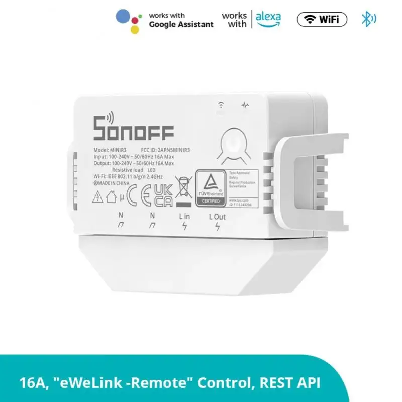 

Sonoff Mini R3 16A Wifi Bluetooth Smart Switch Met S-MATE Schakelaar Mate Geen Neutrale Draad Werk Voor Alexa Google Thuis
