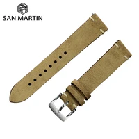 san martin 20mm genuine leather strap watch band stainless steel tongue buckle generic