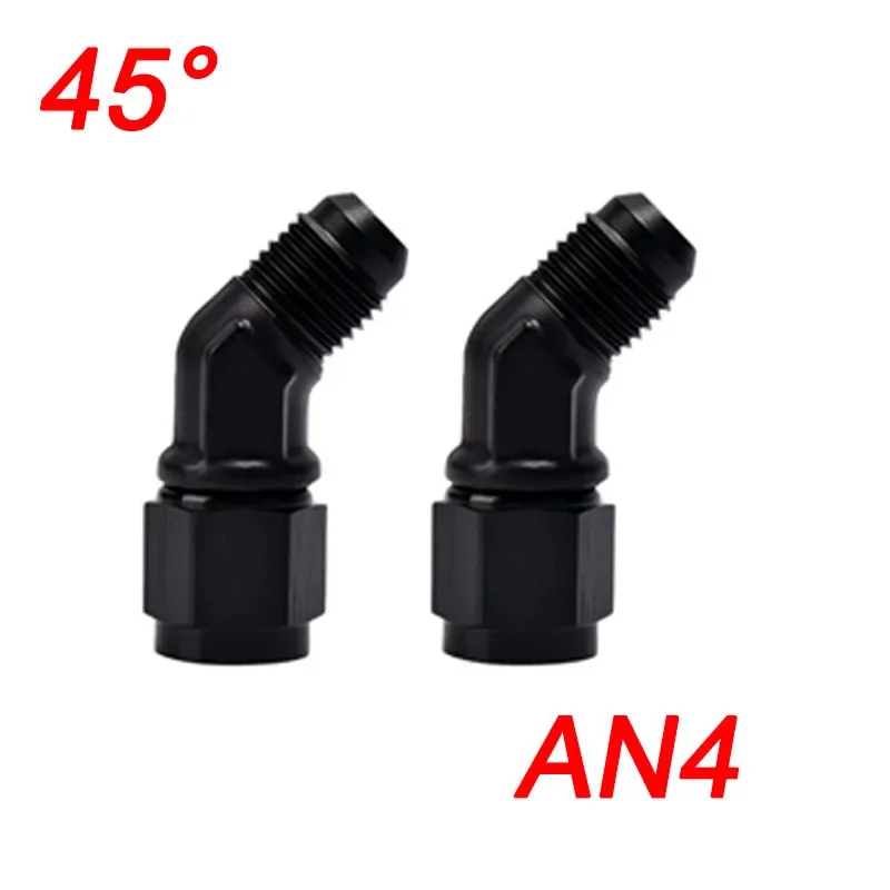 

2X топливные фитинги, анодированный алюминиевый топливный шланг, адаптер 45, 90 градусов, Женский AN4, AN6, AN8, AN10, AN12, стандартный черный