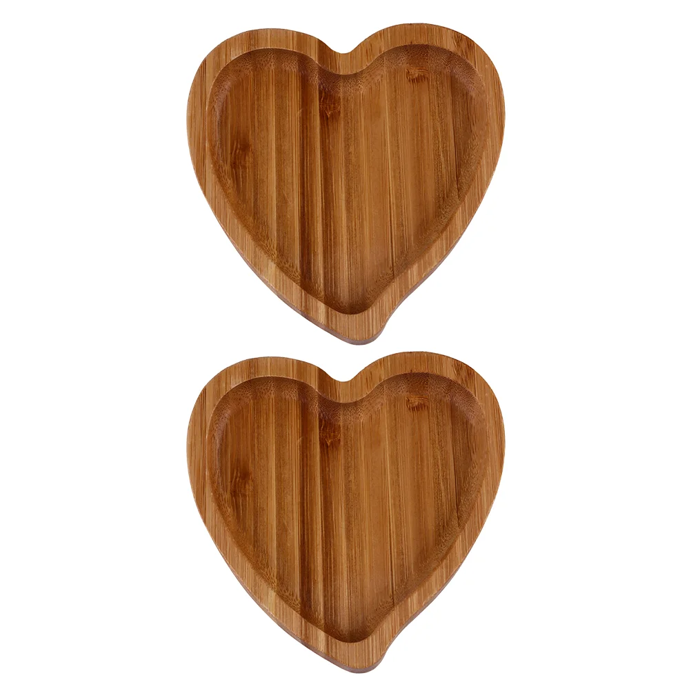

Heart Tray Shaped Dish Jewelry Wood Holder Storage Plate Wooden Fruit Snack Trinket Display Platter Dessert Decor Cake Organizer