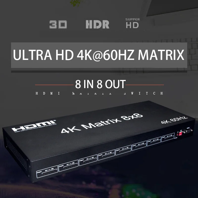

4K 60hz ULTRA HD 8x8 HDMI Matrix 1080p 3D HDR Video Converter HDMI Switch Splitter for PS4 Laptop PC To TV Monitors 8 In 8 Out